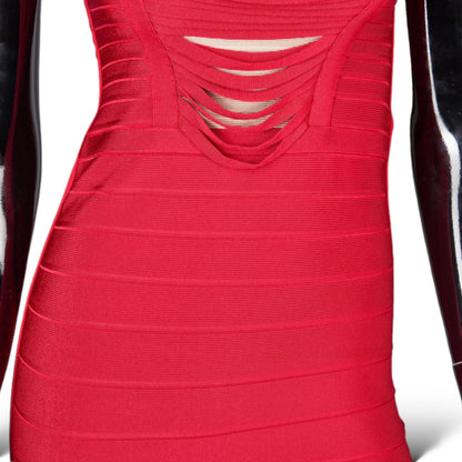 Hervé Léger "Anne" Dress in Rouge with Draped Fringe Insert - photo 12 of 12