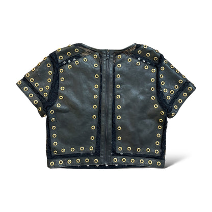 Alice + Olivia Lamb Leather Lace Pattern Crop Top - photo 7 of 7
