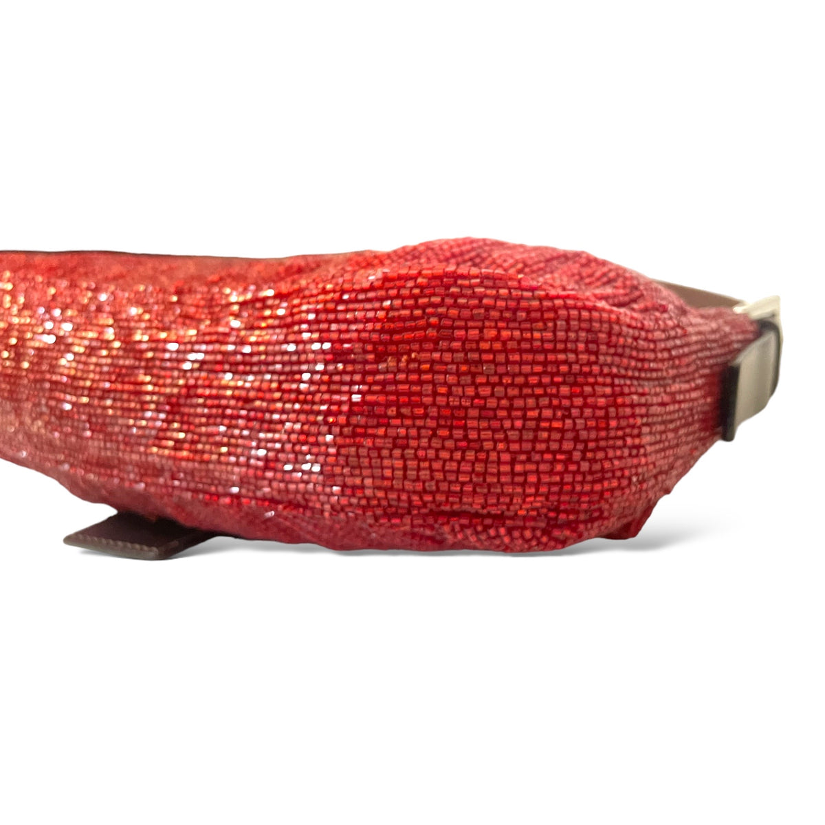 RARE Limited Edition FENDI Red Beaded Embellished Baguette Bag