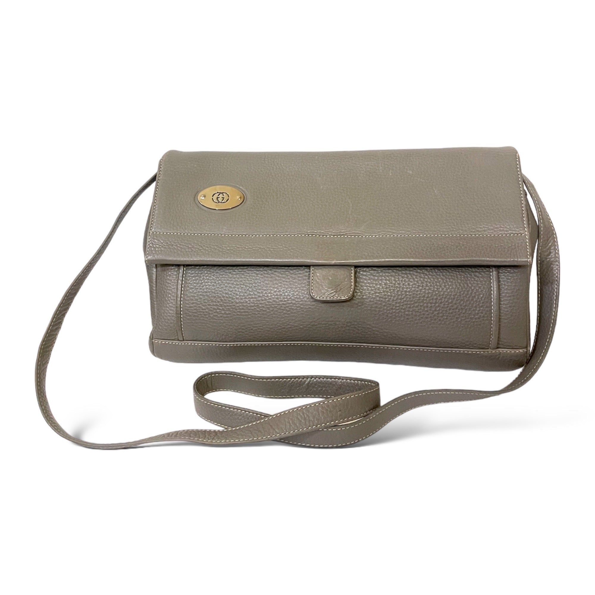 GUCCI Vintage Grey Leather Crossbody Bag / Clutch