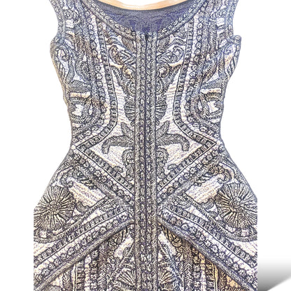 Hervé Léger Blue/Violet Staci Floral Jacquard BodyCon Dress - photo 10 of 11
