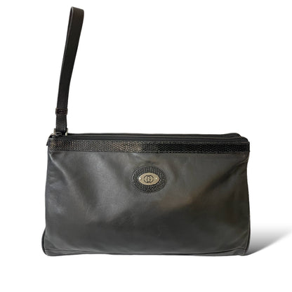 Gucci Black Leather & Python Trim Vintage Clutch - main product photo