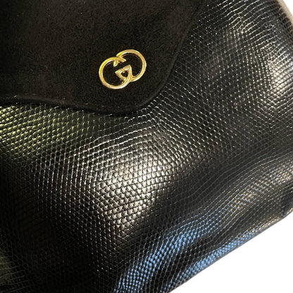 Gucci Vintage Suede & Lizard Crossbody Bag with GG Motif - photo 2 of 11
