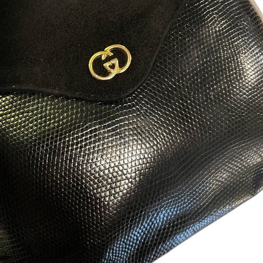 Gucci Vintage Suede & Lizard Crossbody Bag with GG Motif - photo 2 of 11
