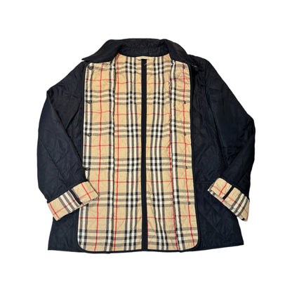 Burberry London Navy Blue Quilted Check Lined Jacket - photo 11 of 11