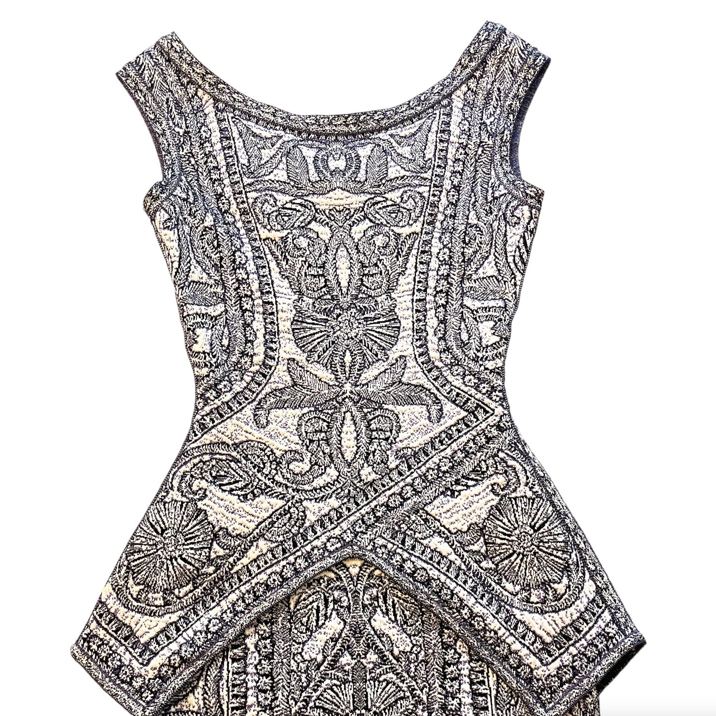 Herve Leger Blue/Violet Staci Floral Jacquard BodyCon Dress