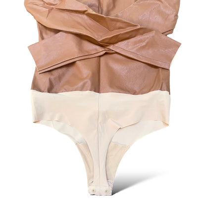 Commando Faux Leather Long Sleeve Cocoa Brown Bodysuit - photo 9 of 9