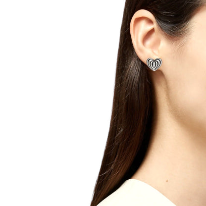 Lagos Sterling Silver/18k Gold Fluted Heart Stud Earrings - photo 2 of 10