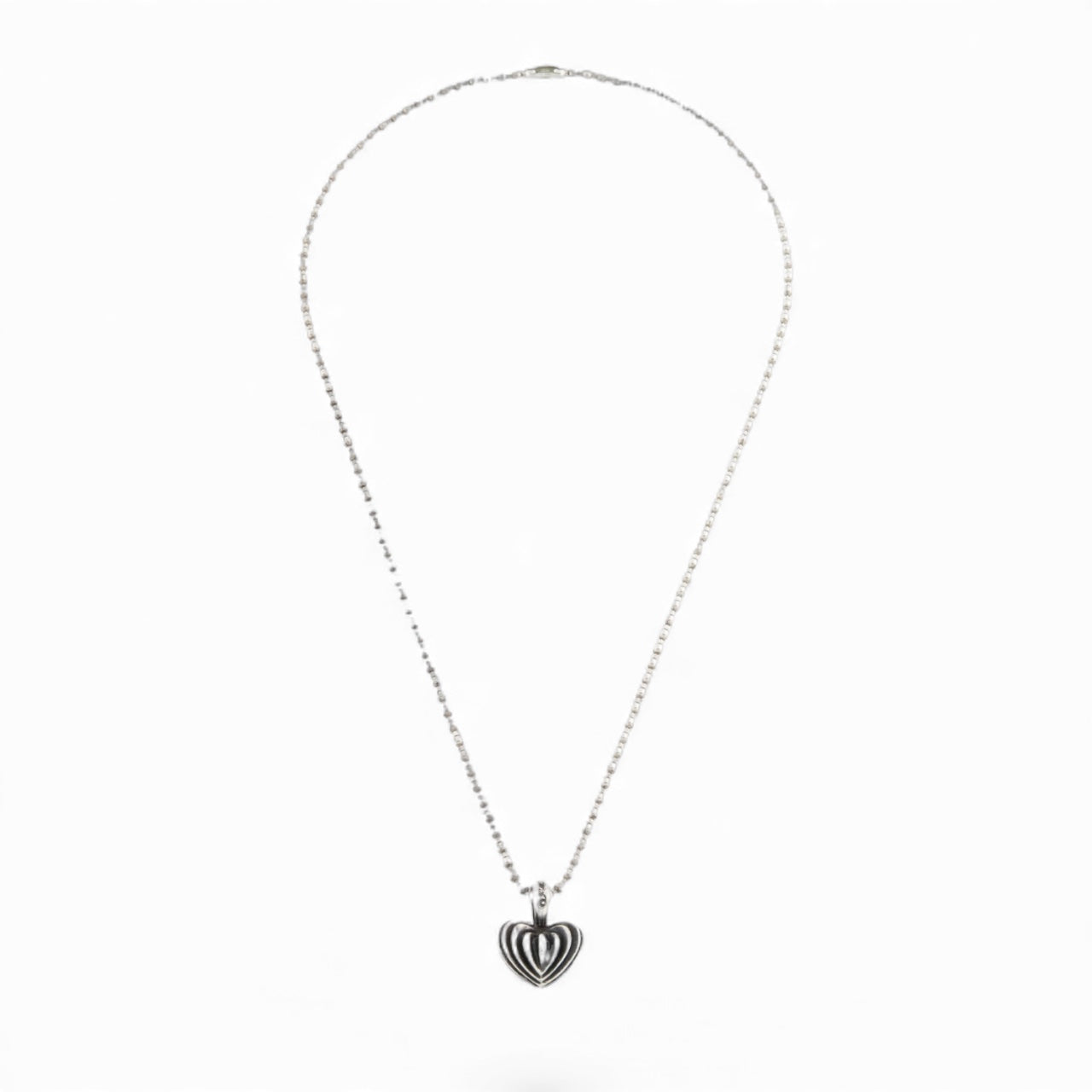 LAGOS Caviar Fluted Heart Pendant Ball-Chain Necklace 
 (30”)