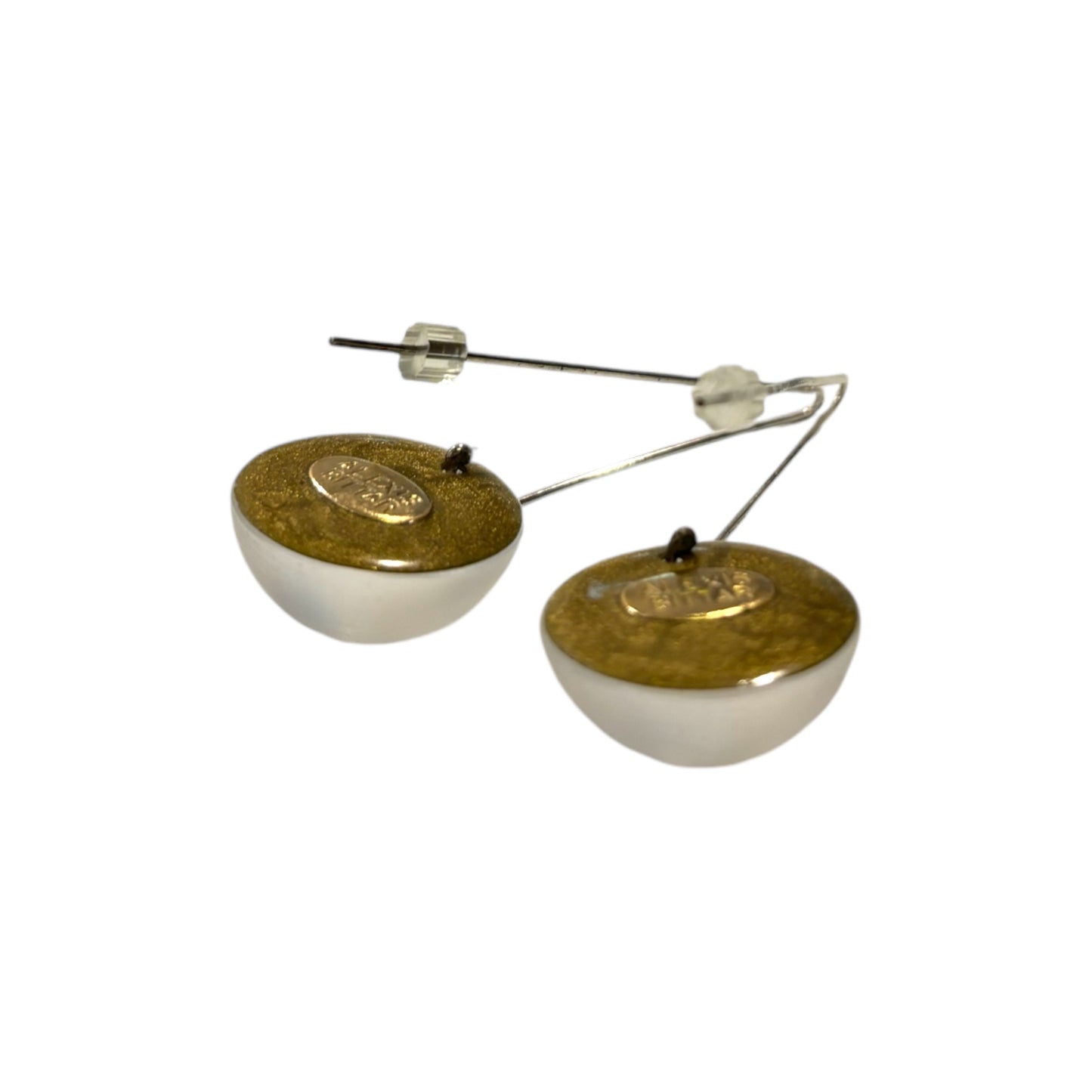 ALEXIS BITTAR Hand Carved White Lucite Circle Drop Earrings