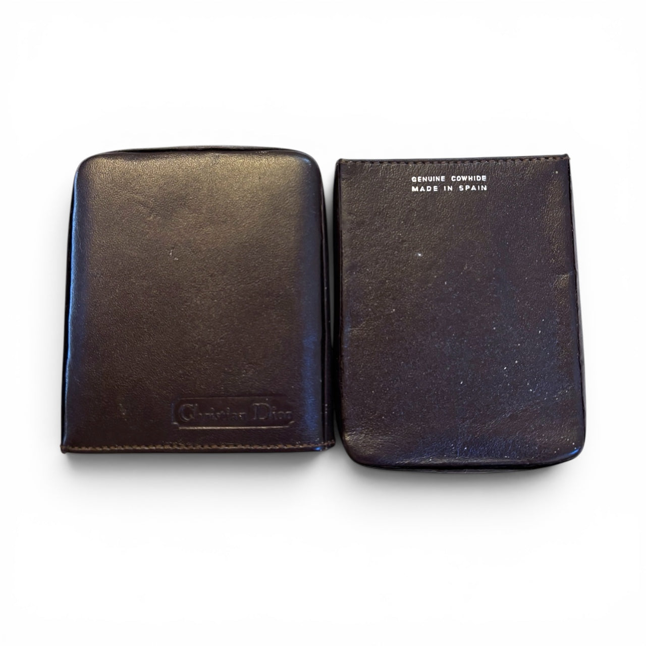RARE Two Piece Dior Spain Vintage Brown Leather Cigarette Case