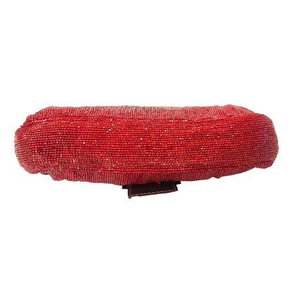 RARE Limited Edition FENDI Red Beaded Embellished Baguette Bag