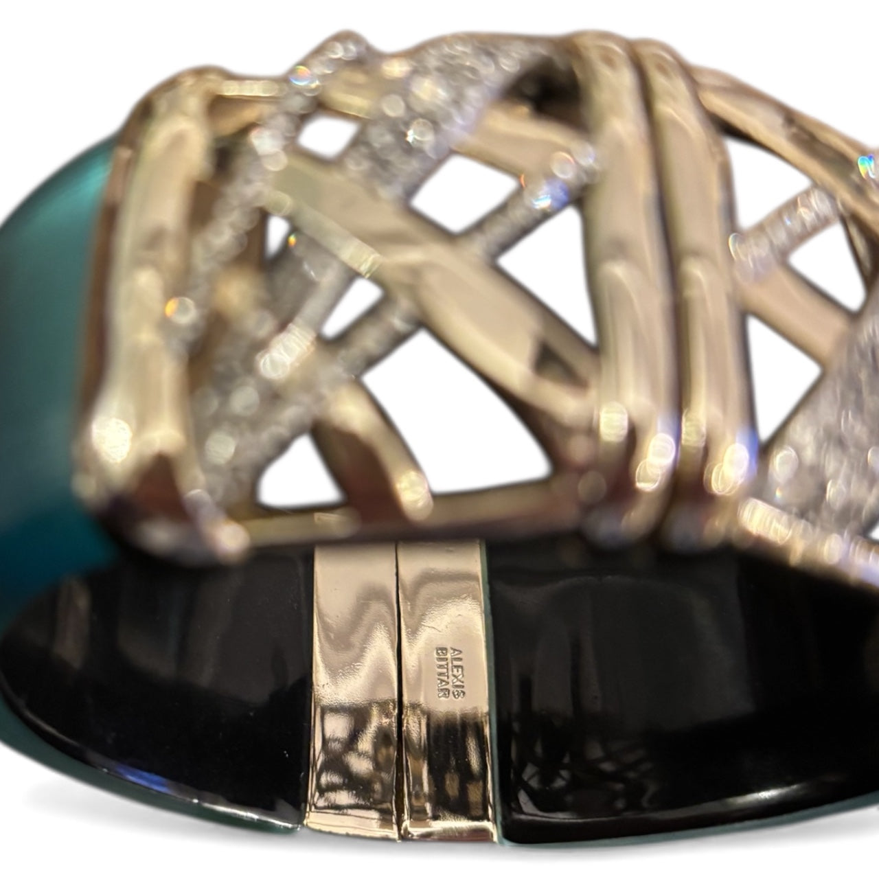Alexis Bittar Lucite & Crystal Hinged Bangle Bracelet