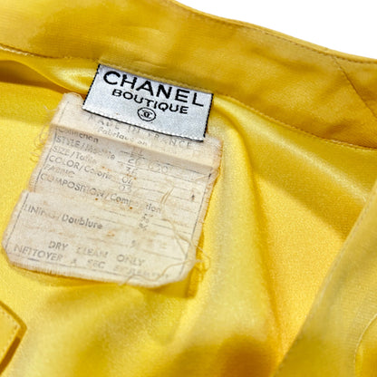 Chanel Silk CC Logo Canary Yellow Blouse CC Gold Tone Button Detail - photo 2 of 8