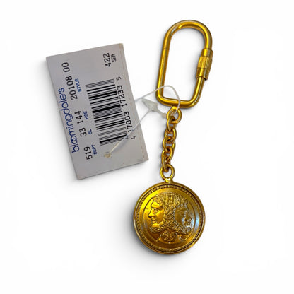 Vintage gold-tone double-headed Janus medallion keychain - main product photo