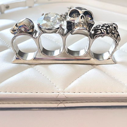 Alexander McQueen White Quilted Leather Jeweled Knuckle Shoulder Bag - photo 12 of 18