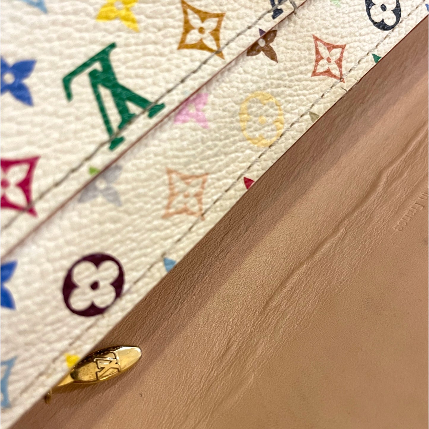 LOUIS VUITTON Paris Vintage Monogram Multicolor Sarah Wallet (White)