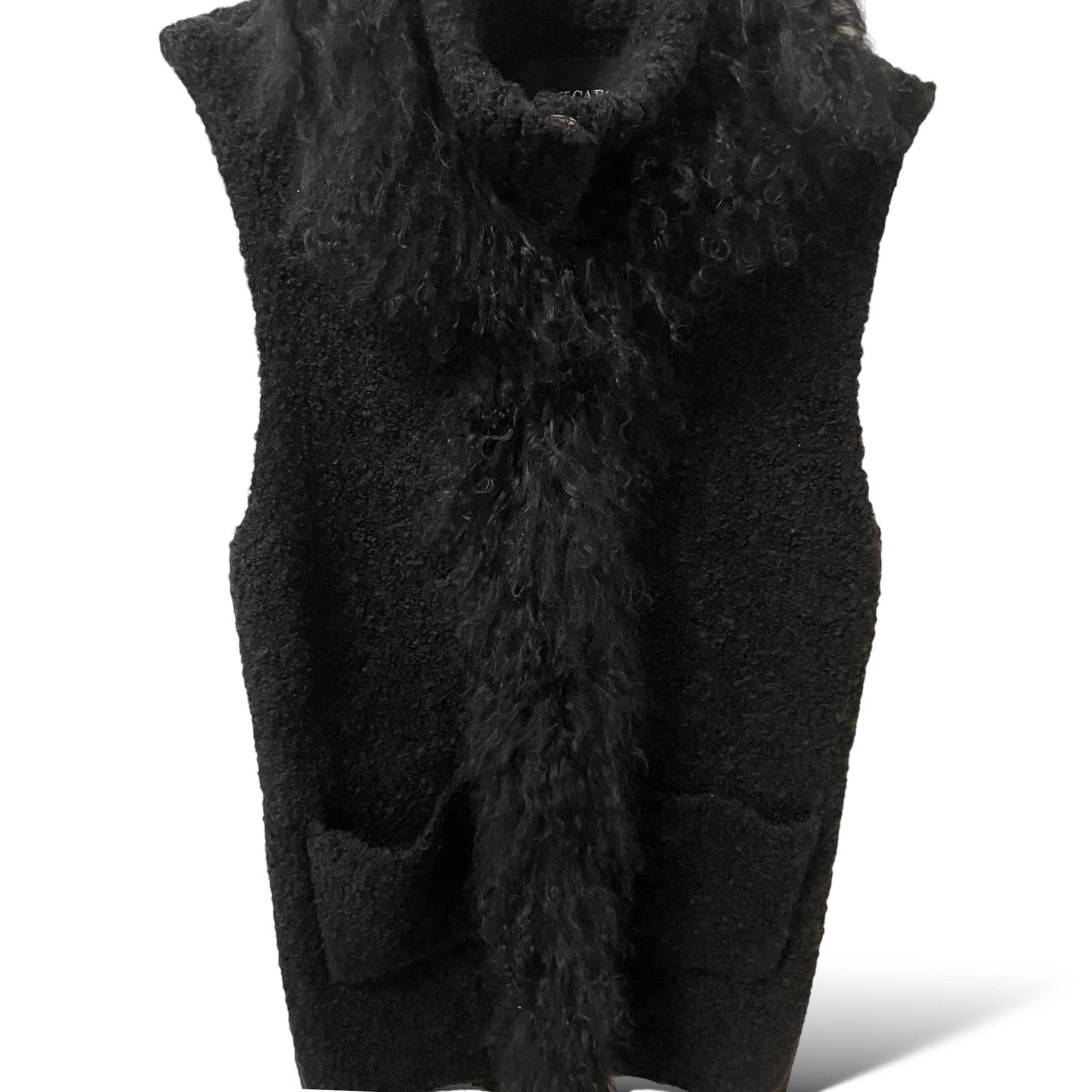 DOLCE CABO Wool Vest with Real Tibet Lamb Fur Trim |Size: M|