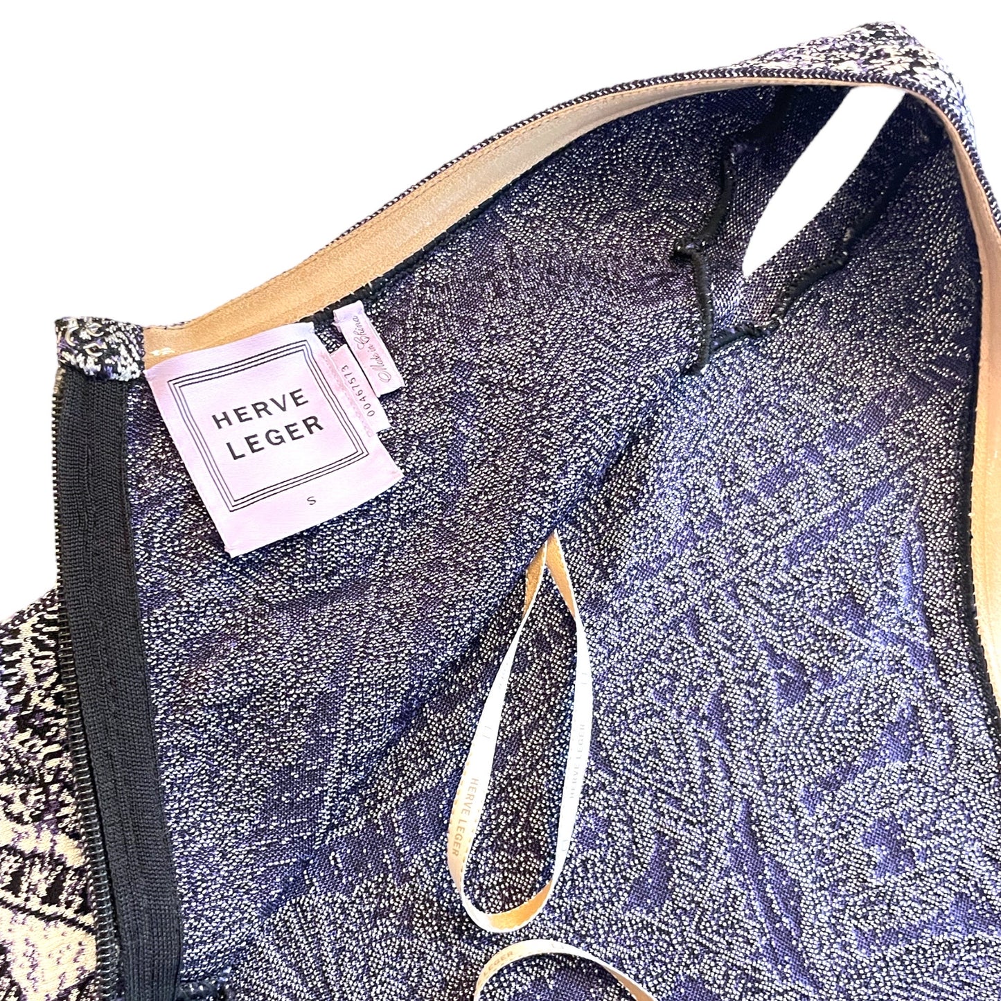Herve Leger Blue/Violet Staci Floral Jacquard BodyCon Dress