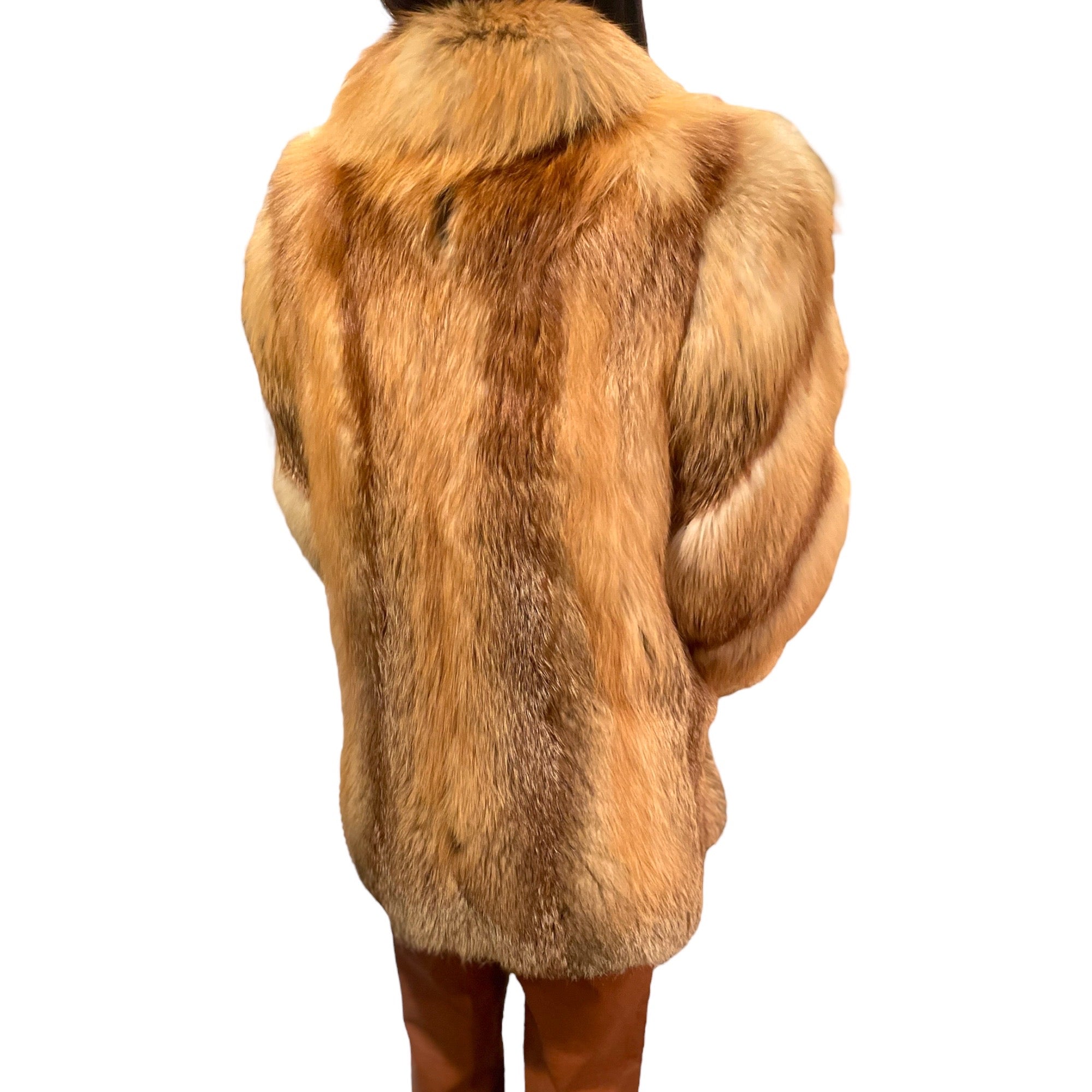 STUNNING Custom Made RED Fox Fur Coat |Size:8|  Made in Hong Kong