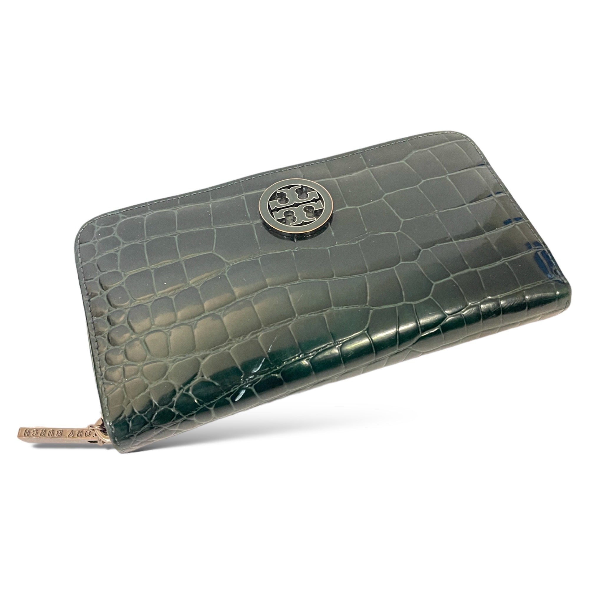 TORY BURCH Long Crocodile Embossed Zip Wallet