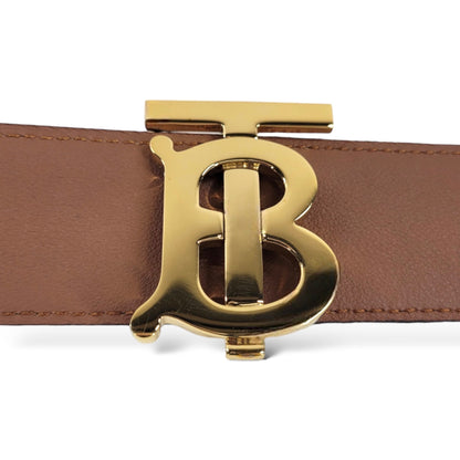 Burberry Gold-Tone TB Logo Buckle Reversible Black/Brown Leather Belt (Small) - photo 8 of 11