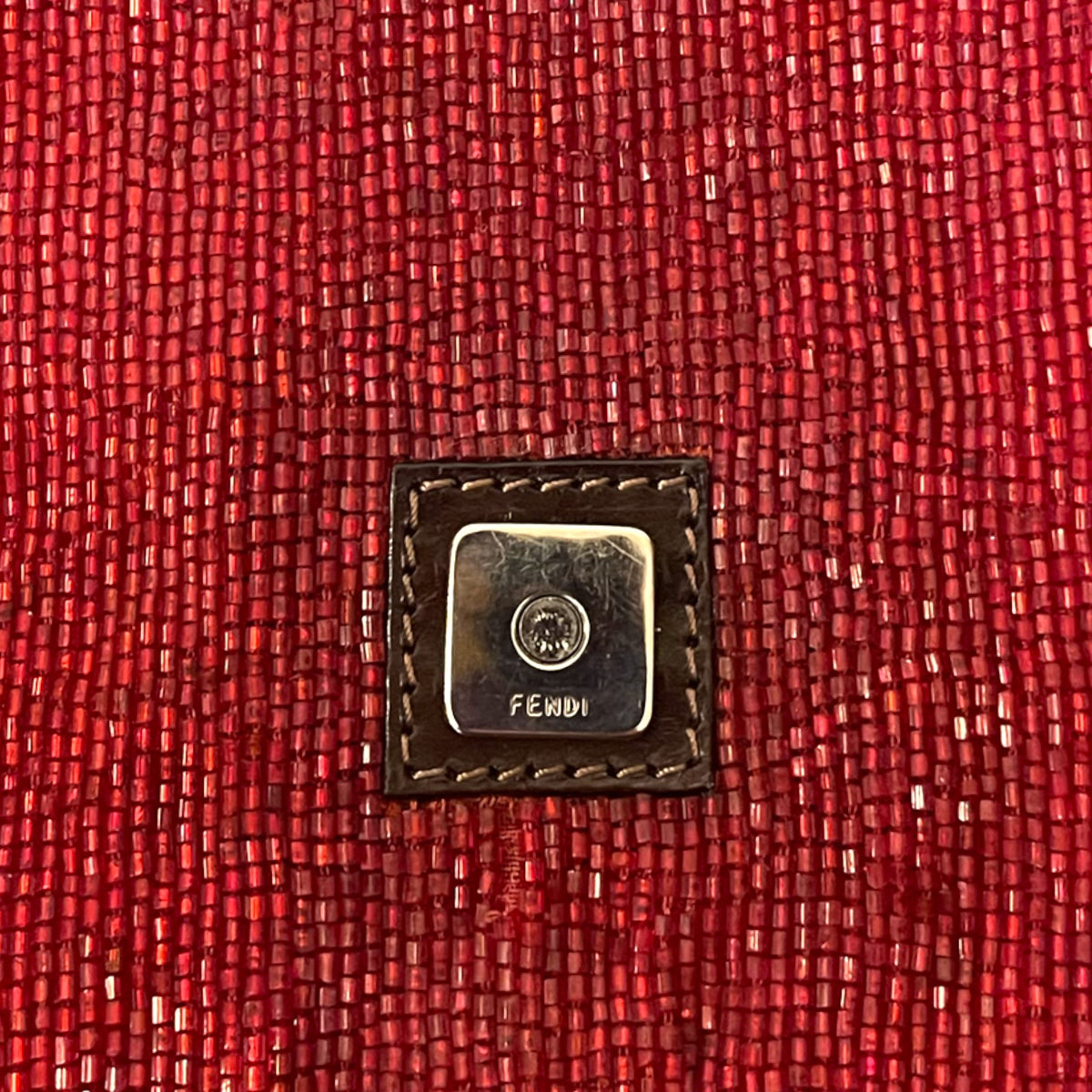 RARE Limited Edition FENDI Red Beaded Embellished Baguette Bag