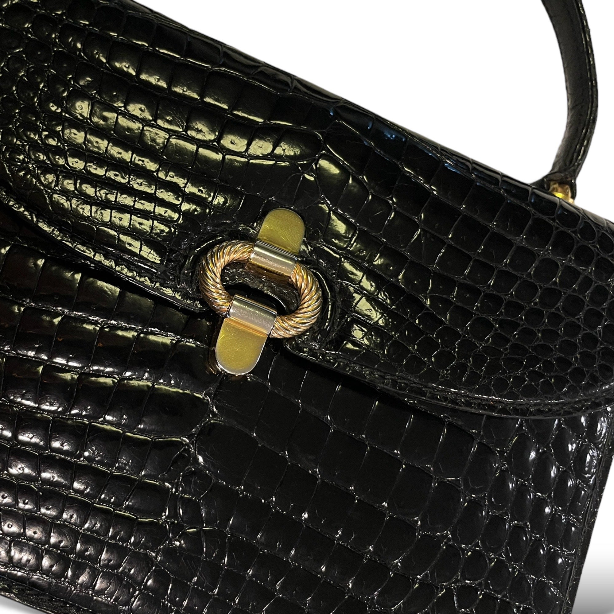 GUCCI Vintage SUPER RARE Crocodile Top Handle STUNNING Bag Circa 1950’s