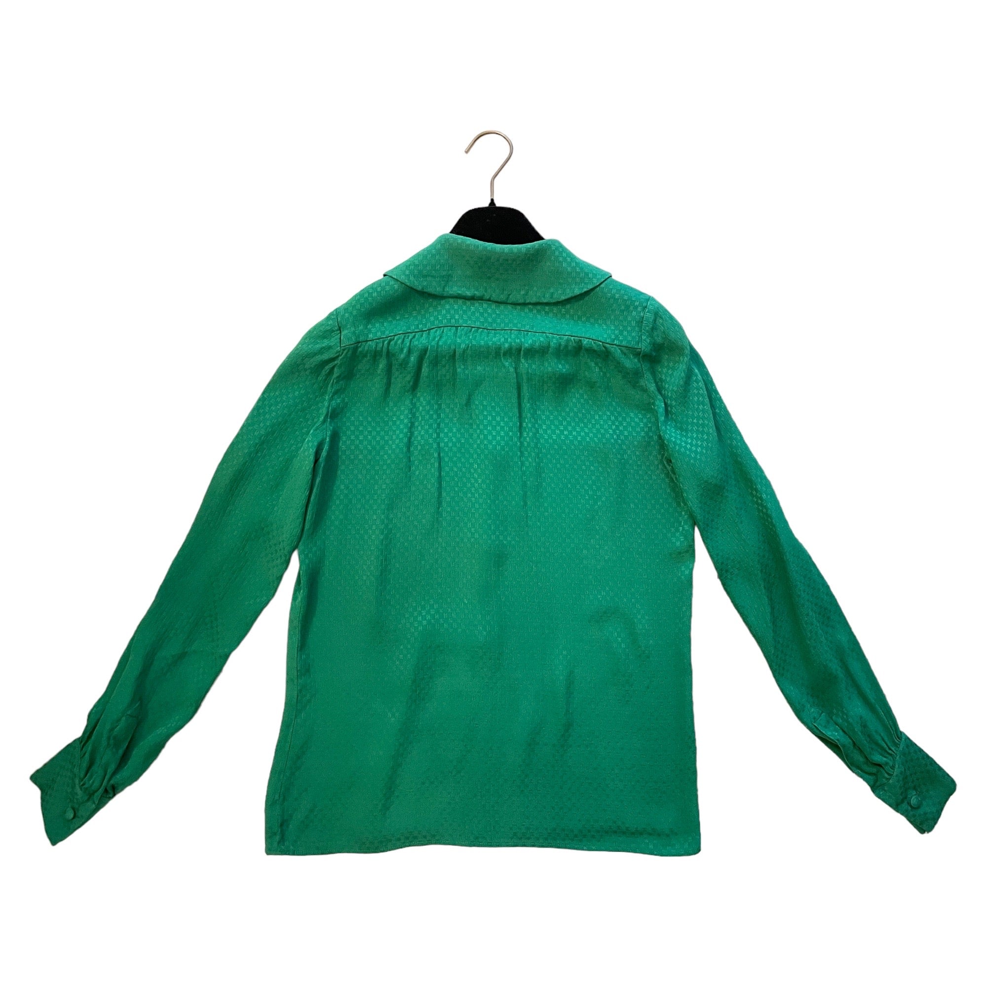 EXTREMELY RARE CHANEL Vintage STUNNING Emerald Green CC Logo Print Blouse