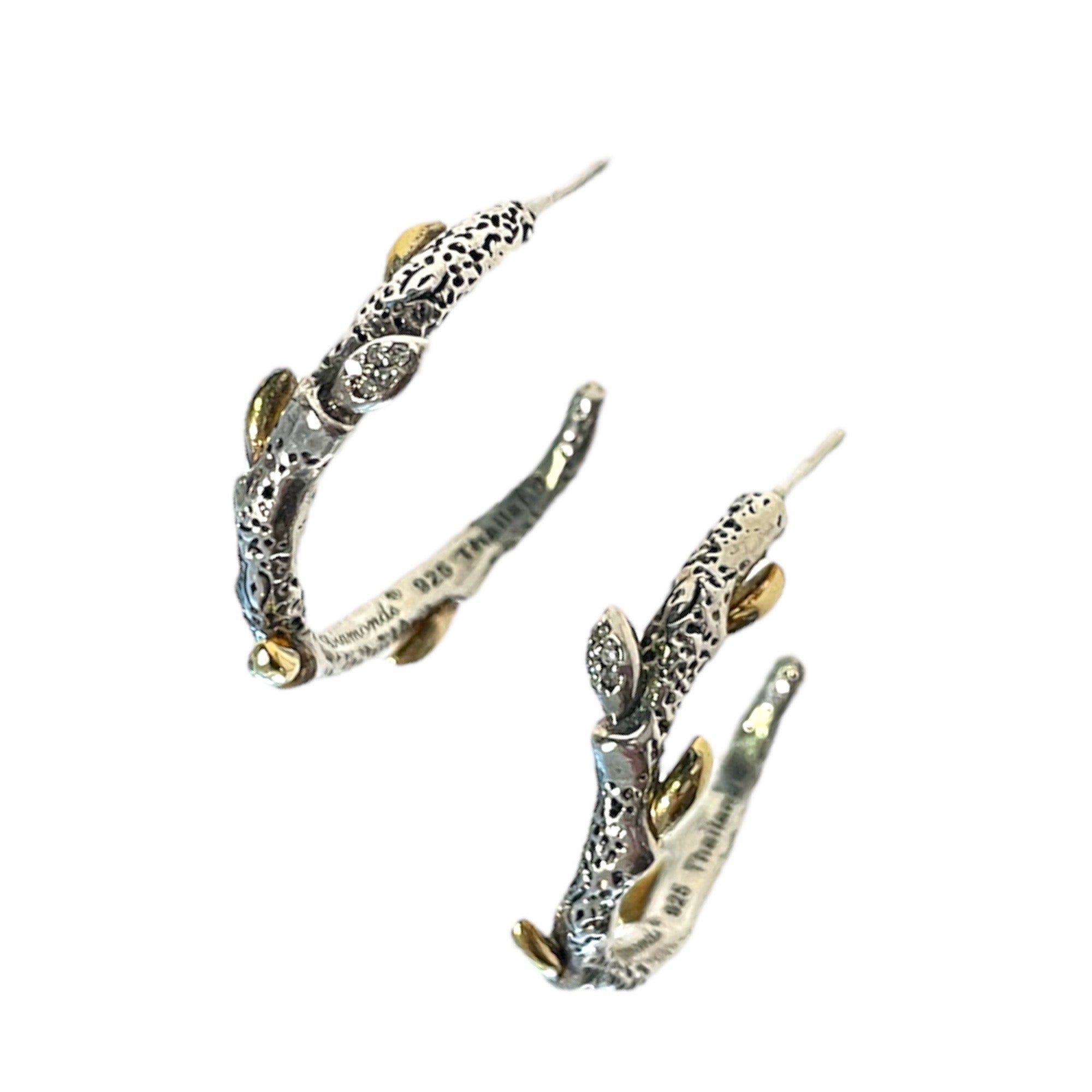Stephen Dweck Vine Hoop Earrings, 18k YG, .925 & Dweck Diamonds