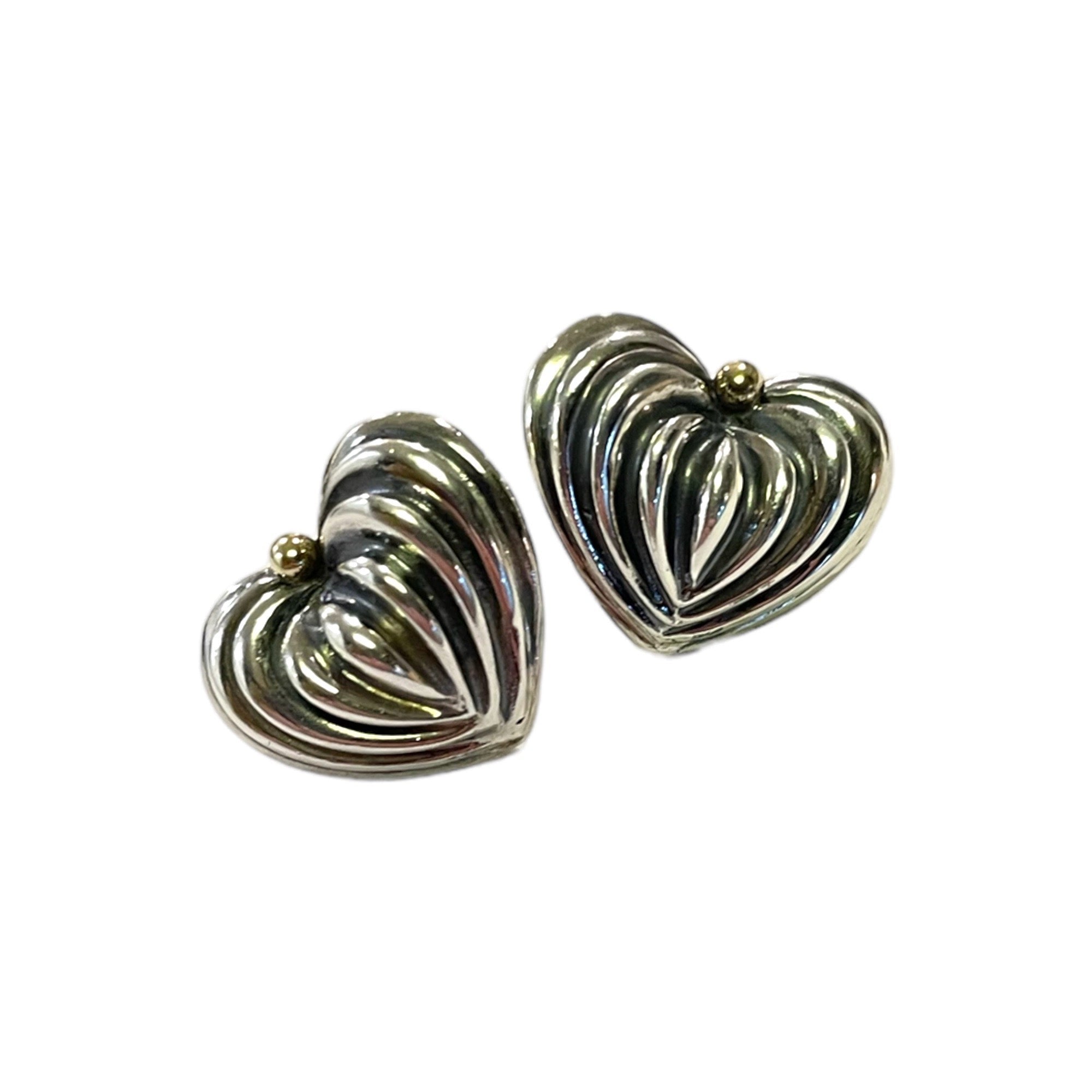 LAGOS Sterling Silver/18k Gold Fluted Heart Stud Earrings