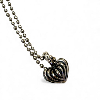 Lagos Caviar Fluted Heart Pendant Ball-Chain Necklace (30”) - photo 3 of 5