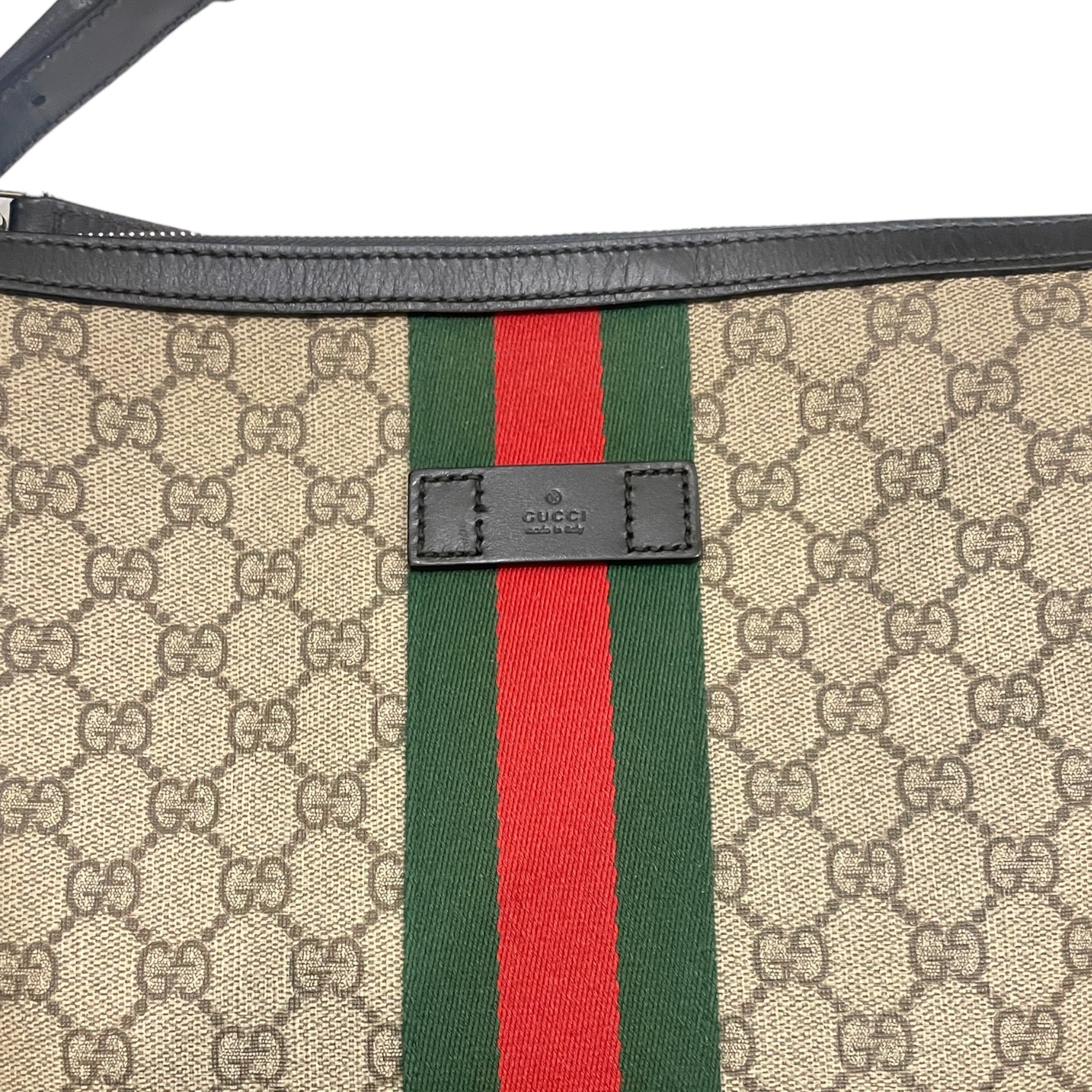 GUCCI GG Supreme Monogram Web Messenger Bag Black
