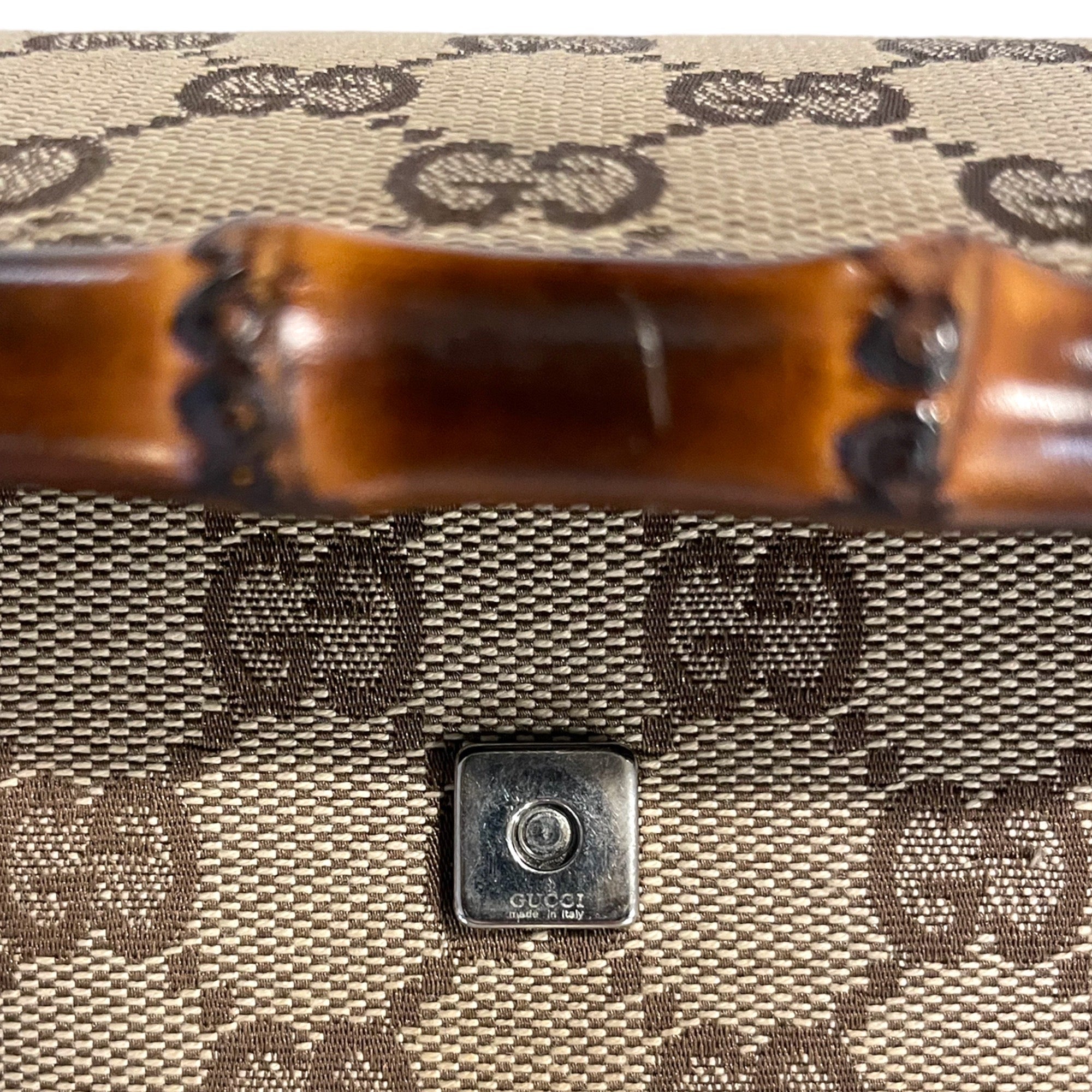 GUCCI GG Canvas Bamboo Bar Clutch/ Waist bag/ Sling Bag