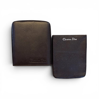 Rare Two Piece Dior Spain Vintage Brown Leather Cigarette Case - main product photo
