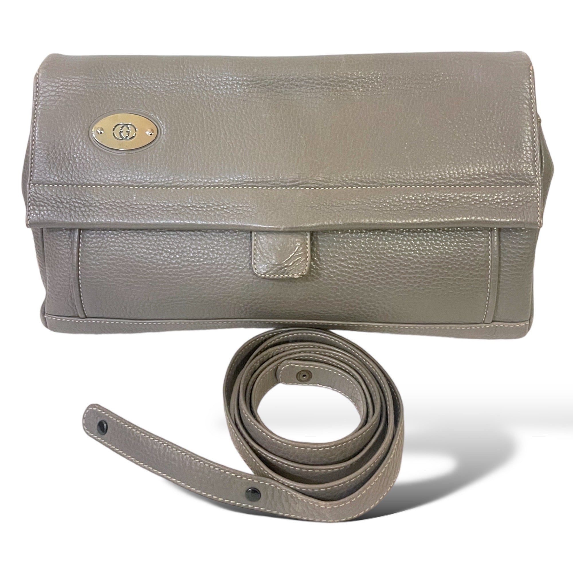 GUCCI Vintage Grey Leather Crossbody Bag / Clutch