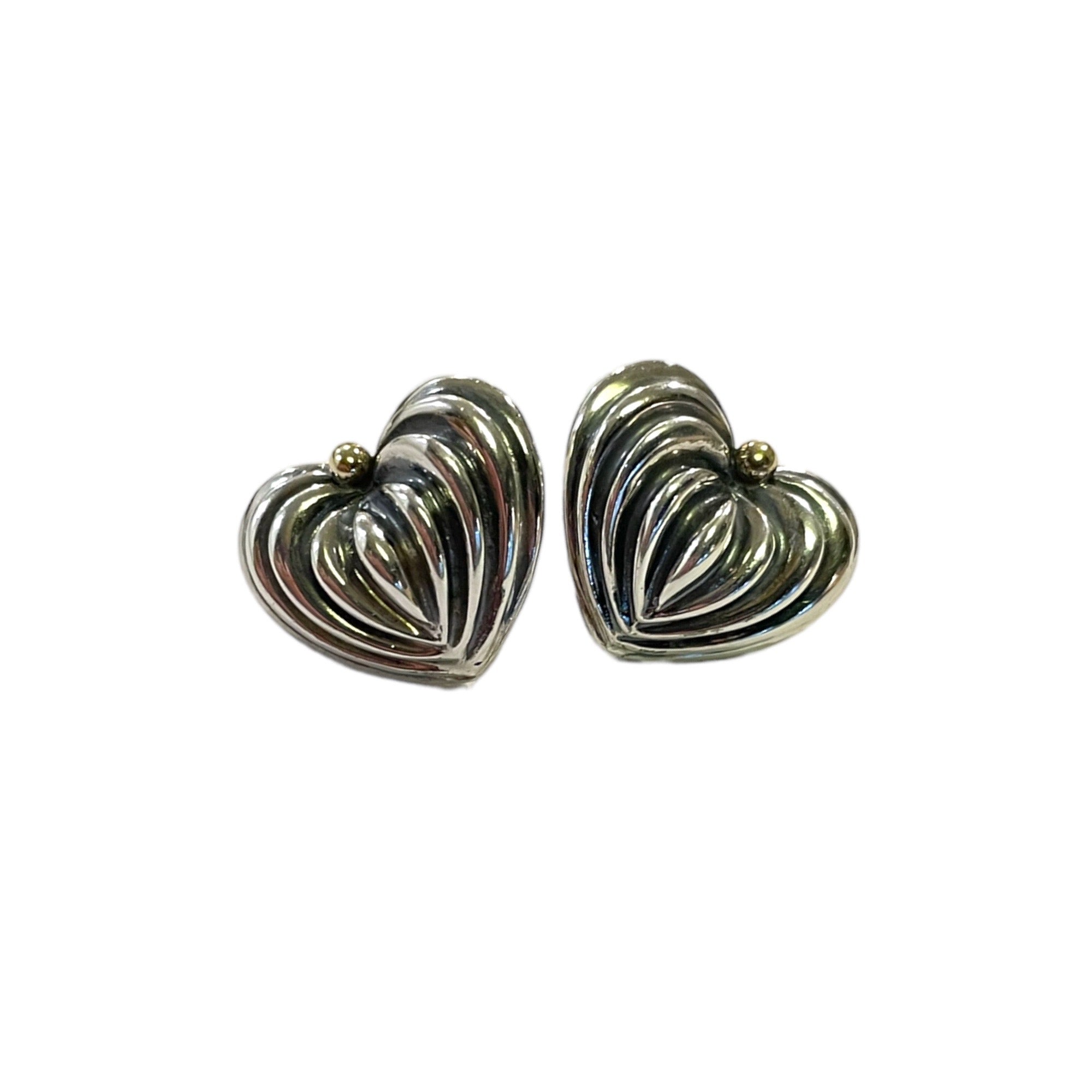 LAGOS Sterling Silver/18k Gold Fluted Heart Stud Earrings