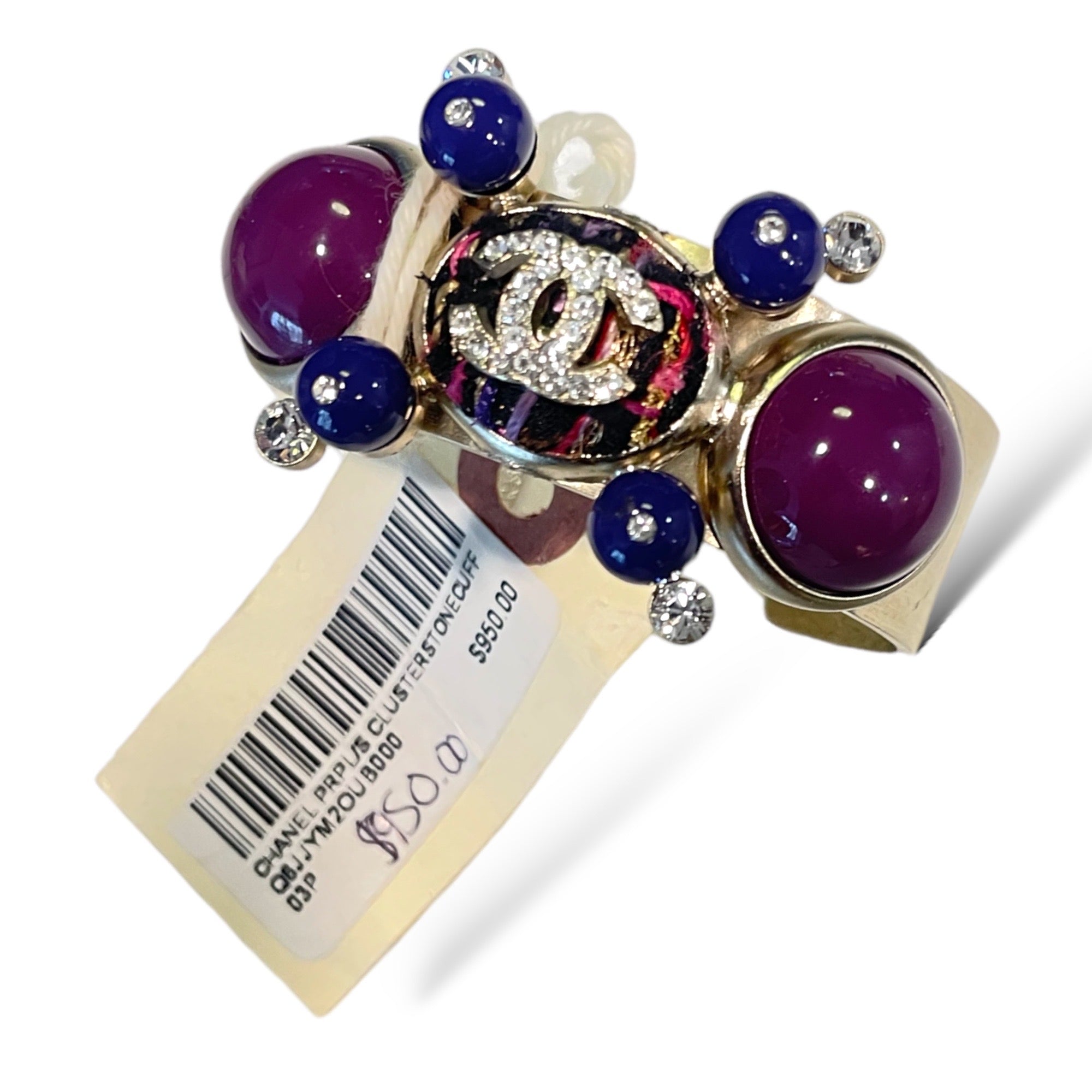 CHANEL Vintage CC Logo Cluster Stone Cuff Circa 03’