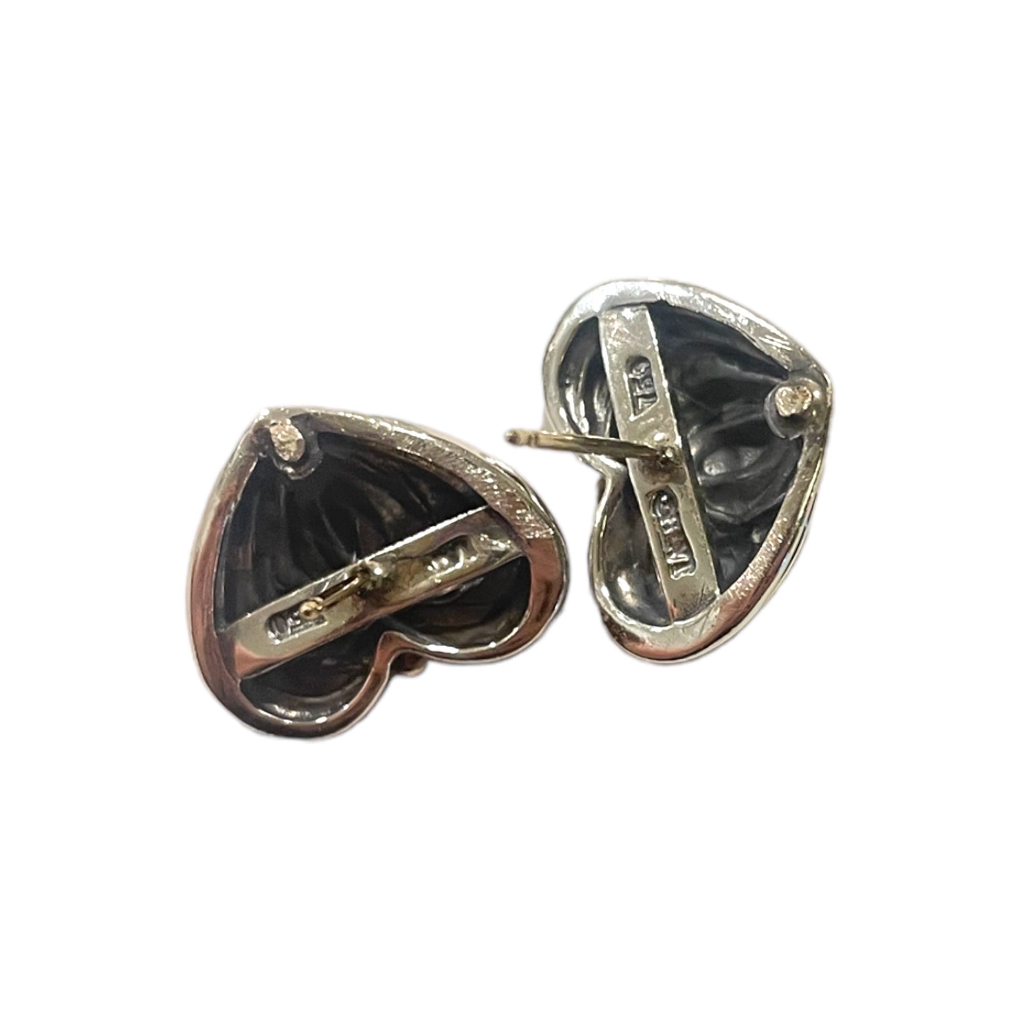 LAGOS Sterling Silver/18k Gold Fluted Heart Stud Earrings