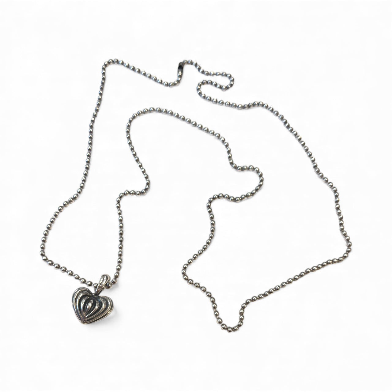LAGOS Caviar Fluted Heart Pendant Ball-Chain Necklace 
 (30”)