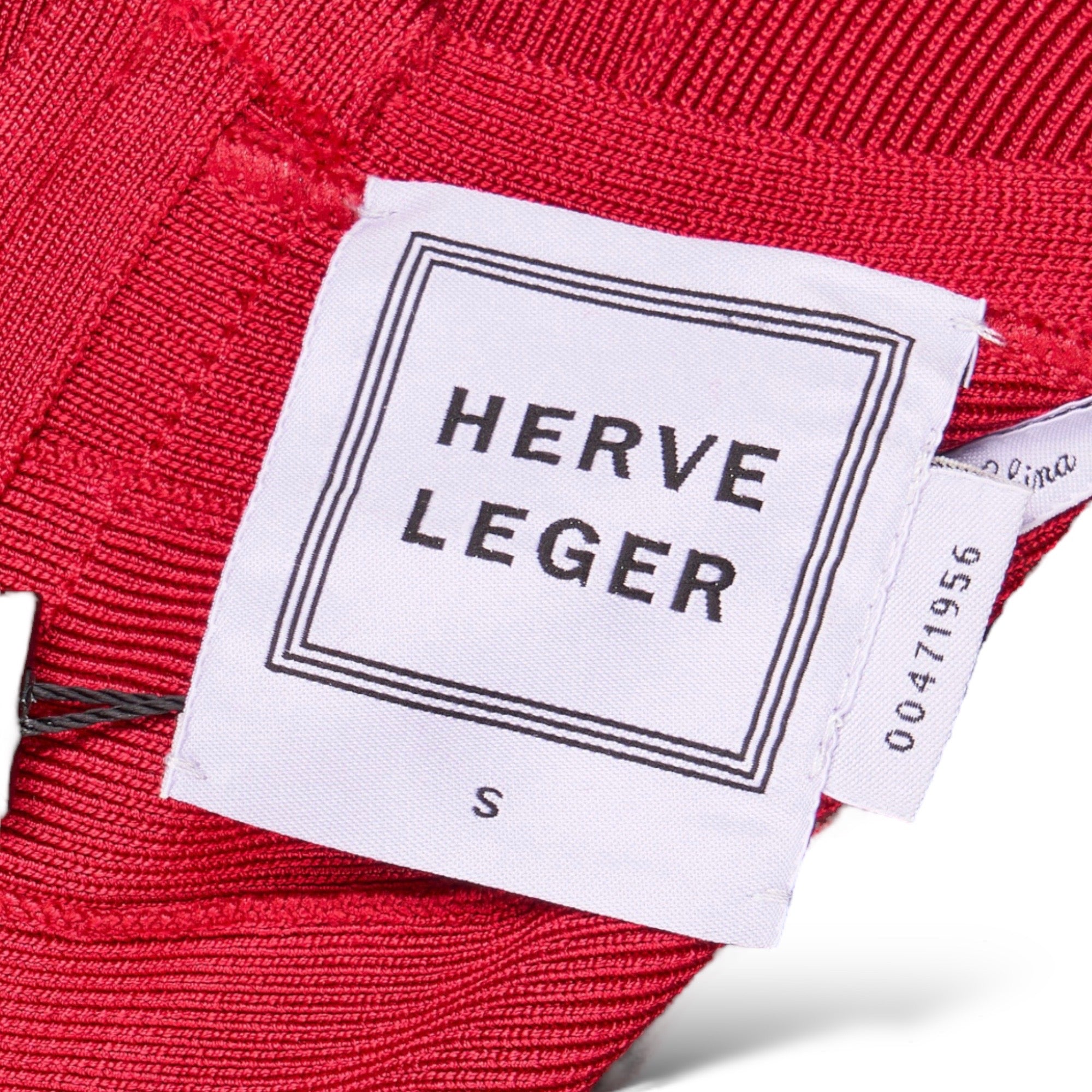 HERVE LEGER "ANNE" Dress in Rouge with Draped Fringe Insert | Size: Small |
