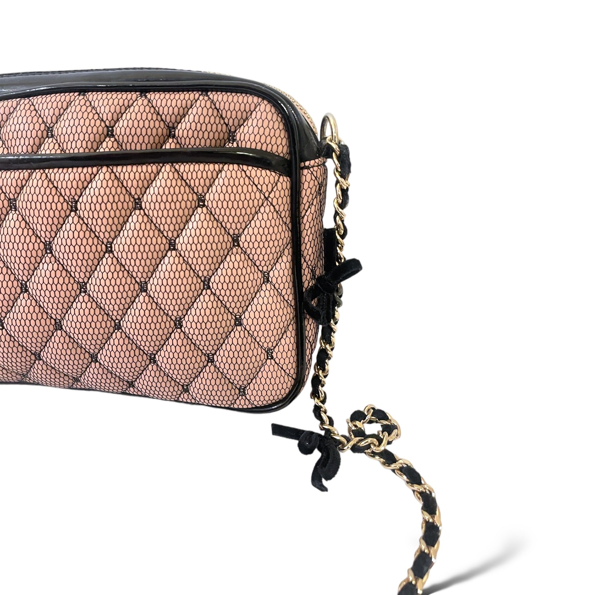 VALENTINO RED Quilted Crossbody Mesh/Nude Bag