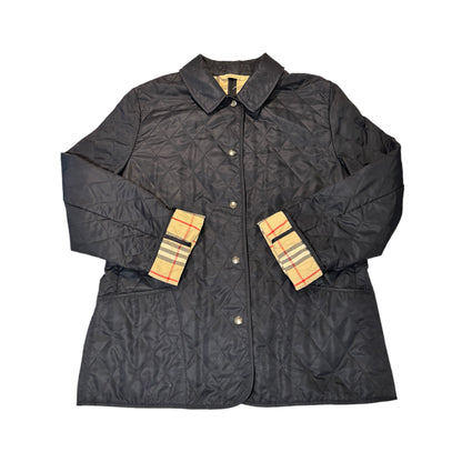 Burberry London Navy Blue Quilted Check Lined Jacket - photo 5 of 11