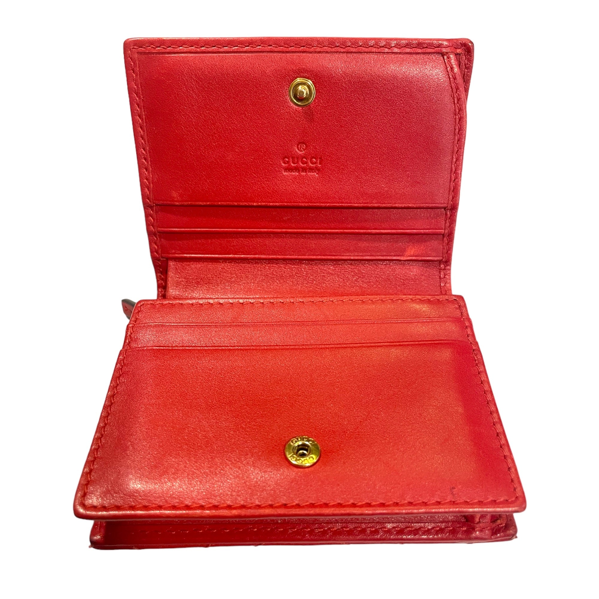 GUCCI GG MARMONT RED MATELASSÉ LEATHER CARD CASE WALLET