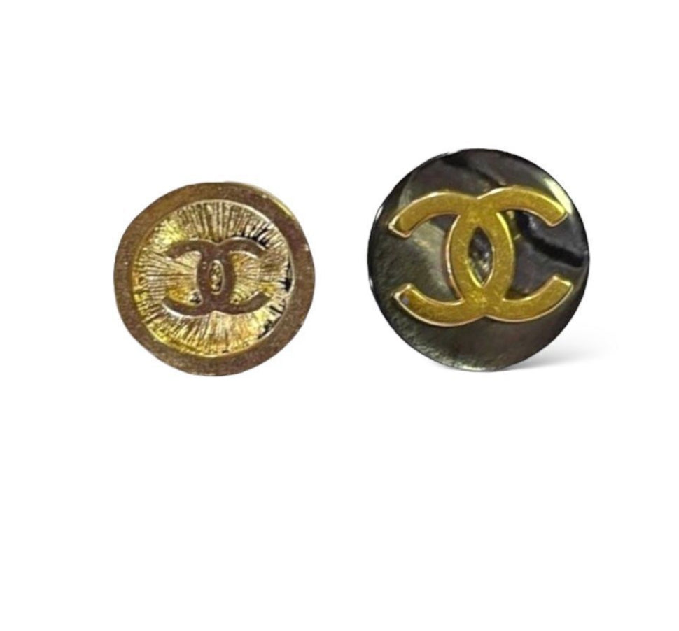 CHANEL Vintage CC Interlocking Logo Buttons (two)