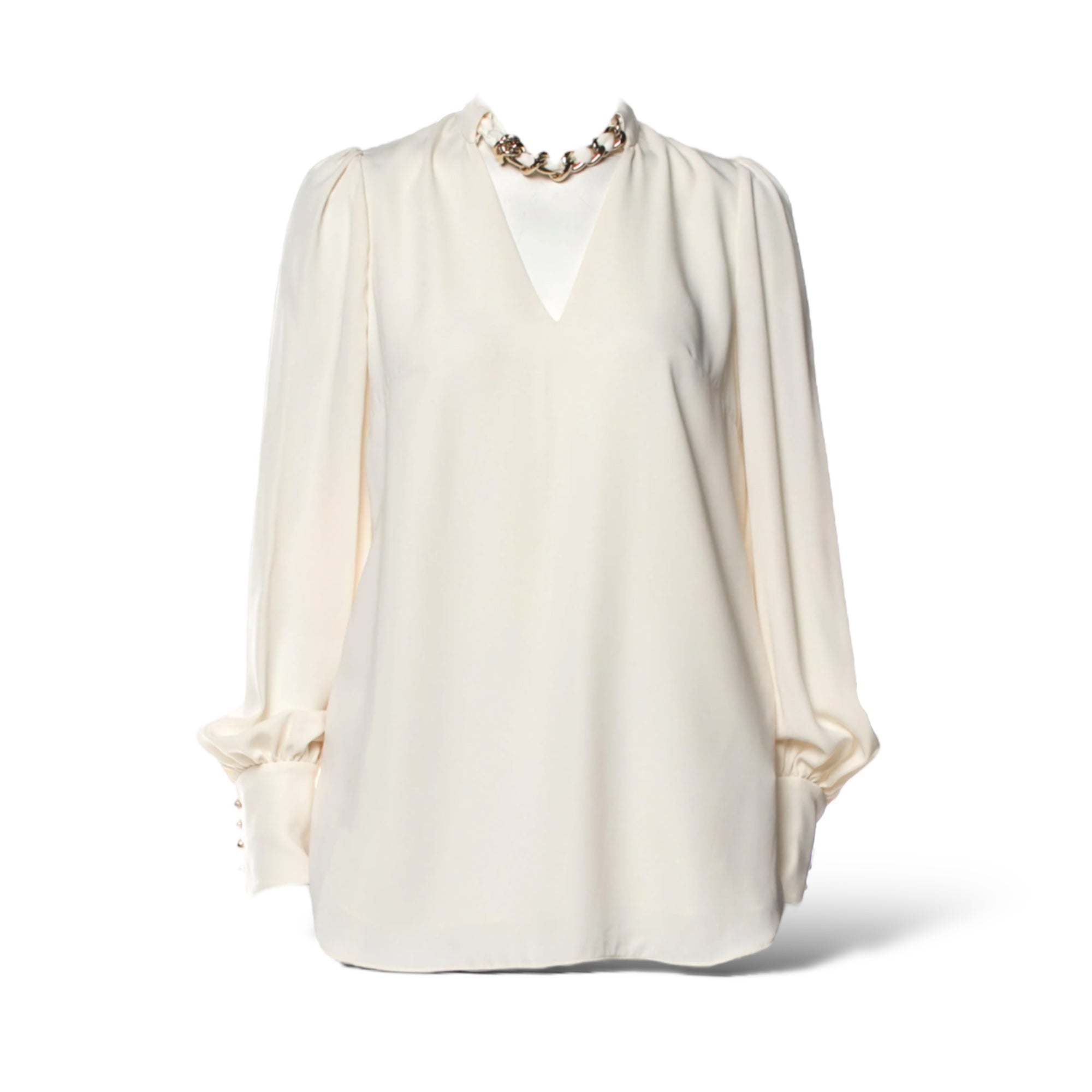 ZIMMERMANN Gold-Tone Chain-Link Accent Long Sleeve Blouse | Size: XS | 0 |