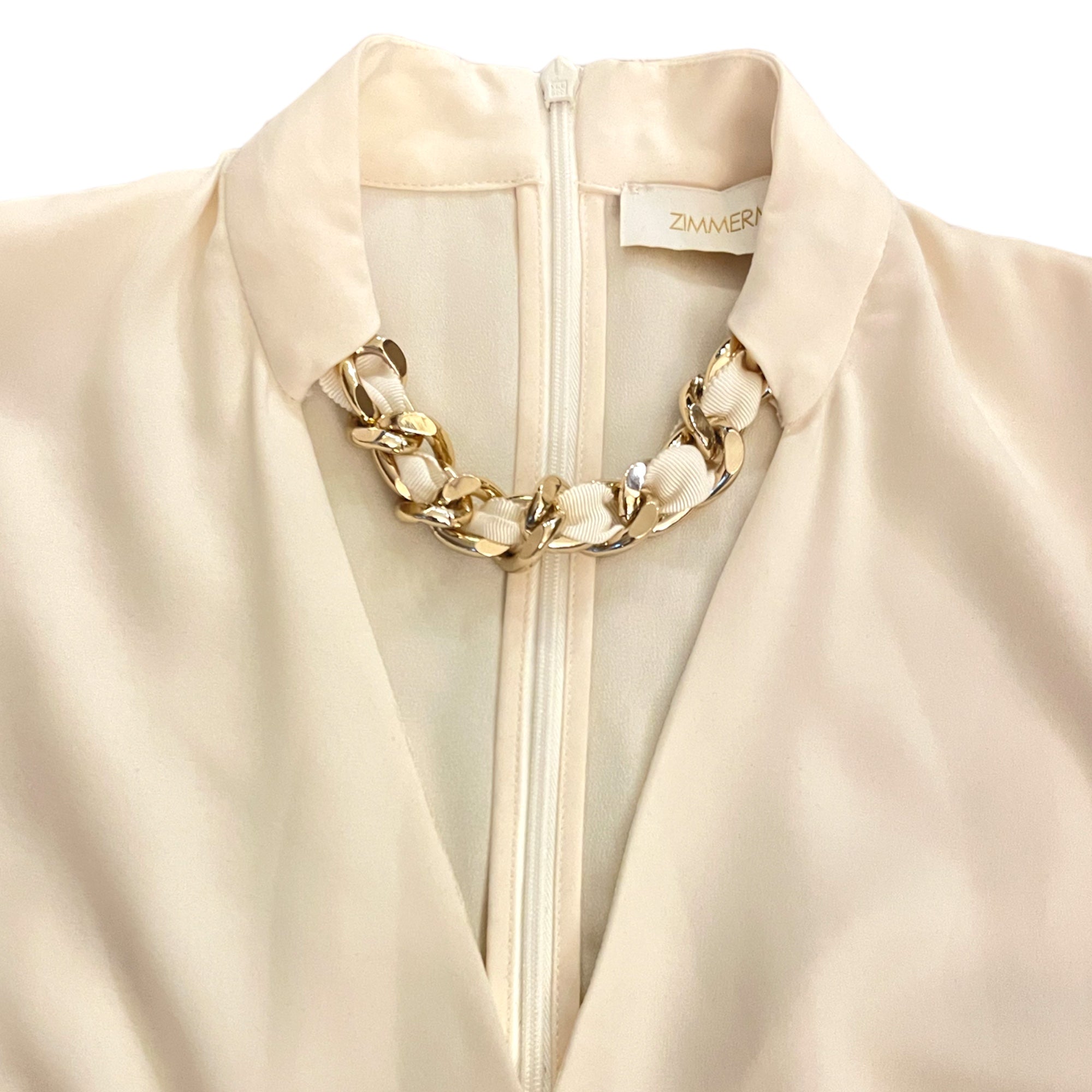 ZIMMERMANN Gold-Tone Chain-Link Accent Long Sleeve Blouse | Size: XS | 0 |