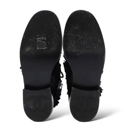 Chanel Women’s Camellia CC Cap Toe Combat Boots Embellished with Leather Accents - photo 4 of 9