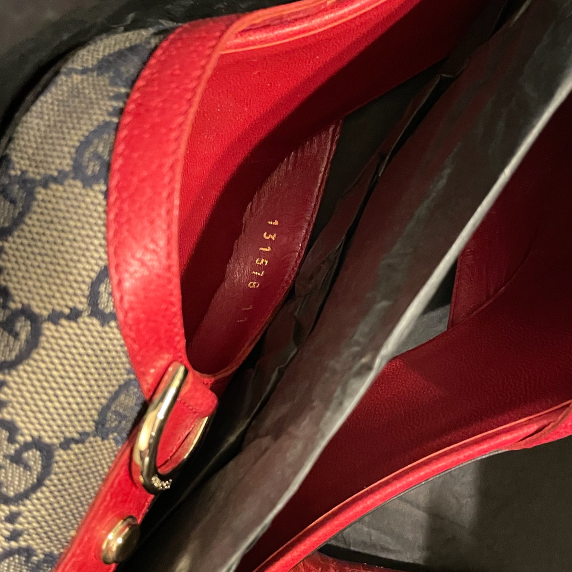 Gucci Navy Blue Series GG Monogram Mules with Red Leather Trim |Size: 11B|