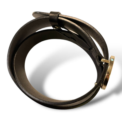 Gucci Womens Champagne Gold G Buckle Black Leather Belt - photo 6 of 12